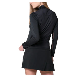 Women`s Free Play Zip Long Sleeve Tennis Top Black Apparel Lucky In Love
