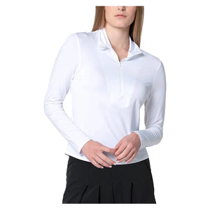 Women`s Free Play Zip Long Sleeve Tennis Top White Apparel Lucky In Love