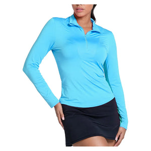 Women's LUV Free Play Zip Long Sleeve Tennis Top Parrot Apparel Lucky In Love