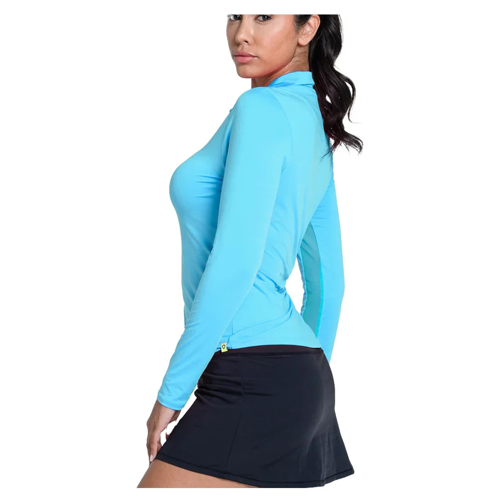 Women's LUV Free Play Zip Long Sleeve Tennis Top Parrot Apparel Lucky In Love