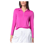 Women`s Free Play Zip Long Sleeve Tennis Top Mulberry Apparel Lucky In Love