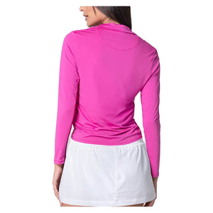 Women`s Free Play Zip Long Sleeve Tennis Top Mulberry Apparel Lucky In Love