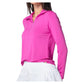 Women`s Free Play Zip Long Sleeve Tennis Top Mulberry Apparel Lucky In Love