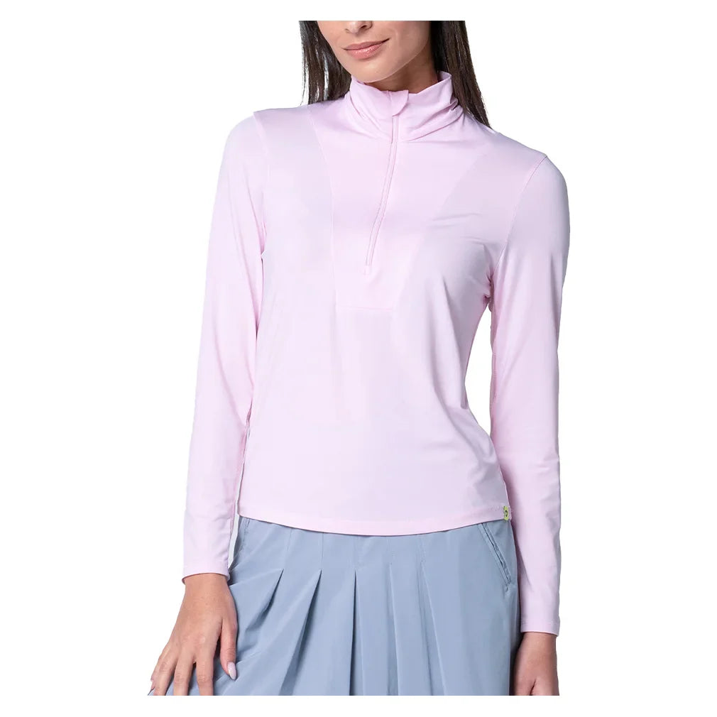 Women`s Free Play Zip Long Sleeve Tennis Top Pink Sand Apparel Lucky In Love