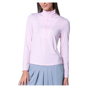Women`s Free Play Zip Long Sleeve Tennis Top Pink Sand Apparel Lucky In Love