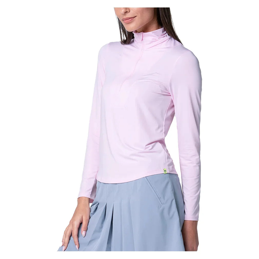 Women`s Free Play Zip Long Sleeve Tennis Top Pink Sand Apparel Lucky In Love