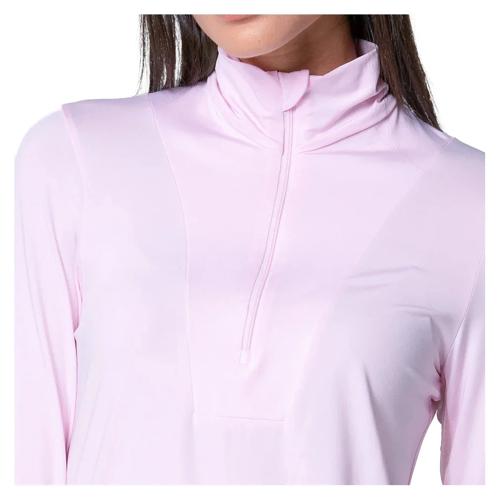 Women`s Free Play Zip Long Sleeve Tennis Top Pink Sand Apparel Lucky In Love