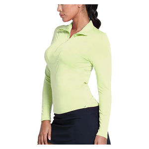 Women's LUV Free Play Zip Long Sleeve Tennis Top Lemon Frost Apparel Lucky In Love