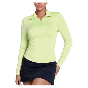 Women's LUV Free Play Zip Long Sleeve Tennis Top Lemon Frost Apparel Lucky In Love