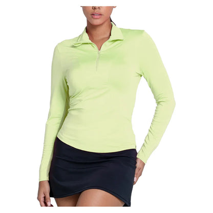 Women's LUV Free Play Zip Long Sleeve Tennis Top Lemon Frost Apparel Lucky In Love