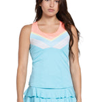 Women`s Club Racerback Tennis Tank with Bra Cool Blue Apparel Lucky In Love