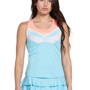 Women`s Club Racerback Tennis Tank with Bra Cool Blue Apparel Lucky In Love