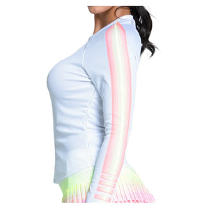 Women`s Sunset Spin Long Sleeve Tennis Top White Apparel Lucky In Love