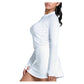 Women`s Mock Neck Hip Fit Long Sleeve Tennis Top White Apparel Lucky In Love
