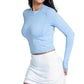 Women`s Mock Neck Hip Fit Long Sleeve Tennis Top Powder Apparel Lucky In Love