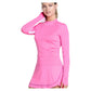 Women`s Mock Neck Hip Fit Long Sleeve Tennis Top Taffy Apparel Lucky In Love