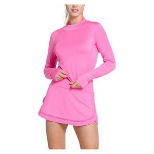 Women`s Mock Neck Hip Fit Long Sleeve Tennis Top Taffy Apparel Lucky In Love