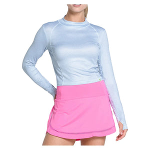 Women`s Mock Neck Hip Fit Long Sleeve Tennis Top Heather Grey Apparel Lucky In Love