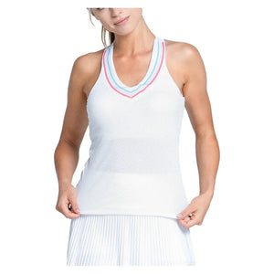 Women`s Retro Revival Tennis Tank with Bra White Apparel Lucky In Love