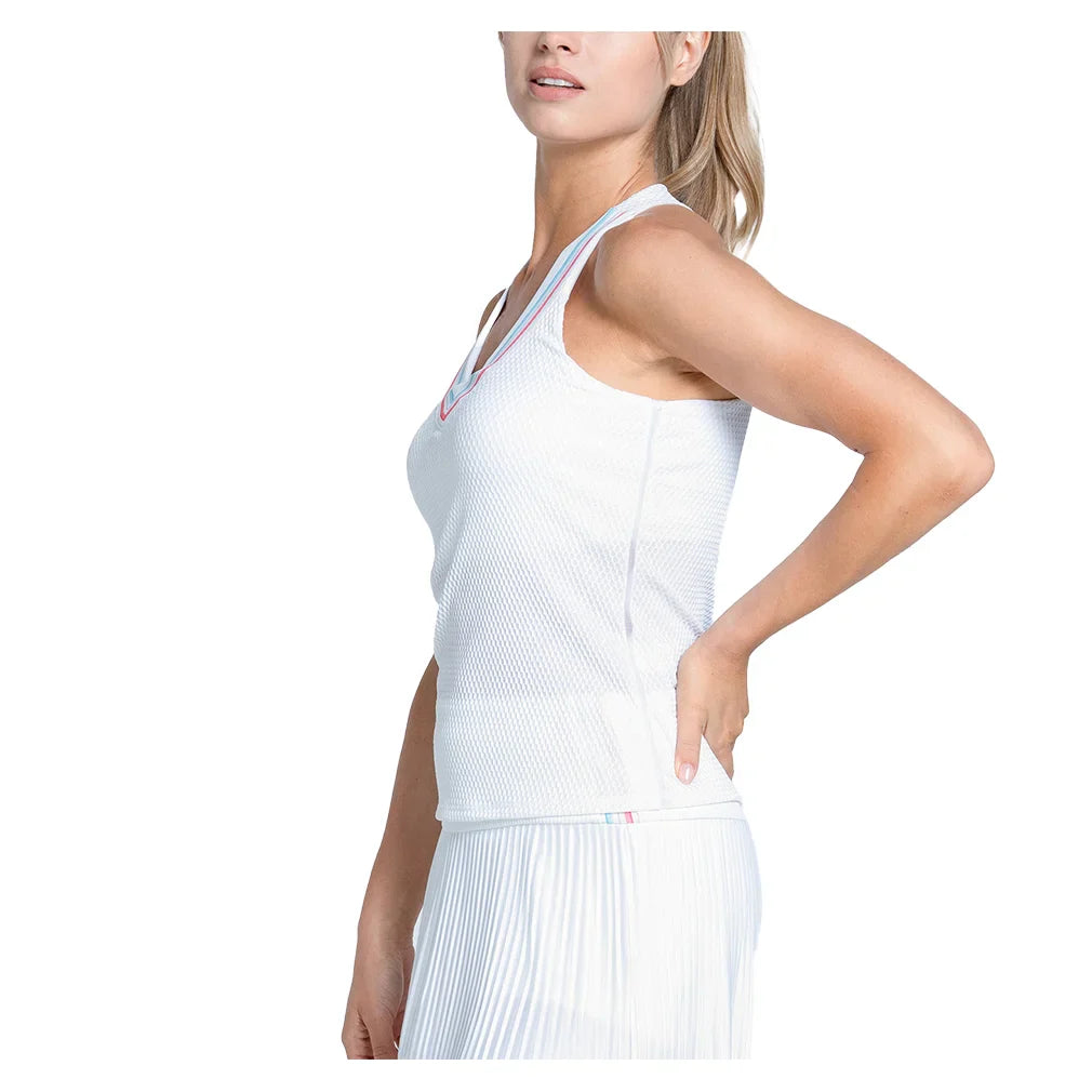 Women`s Retro Revival Tennis Tank with Bra White Apparel Lucky In Love