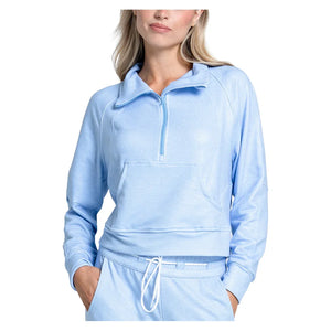 Women`s Renew Heather 1/4 Zip Long Sleeve Tennis Top Apparel Lucky In Love