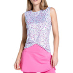 Women`s Moon Flower Twist Front Tennis Tank with Bra Powder Apparel Lucky In Love