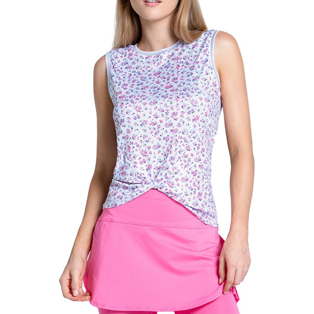 Women`s Moon Flower Twist Front Tennis Tank with Bra Powder Apparel Lucky In Love