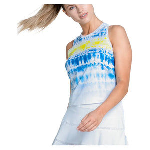Women`s Shibori Wave Tennis Tank Royal Apparel Lucky In Love