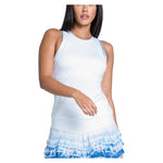 Women`s Shibori Stripe Tennis Tank with Bra White Apparel Lucky In Love