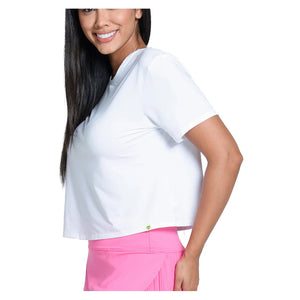 Women's LUV Power Box Tennis Top White Apparel Lucky In Love