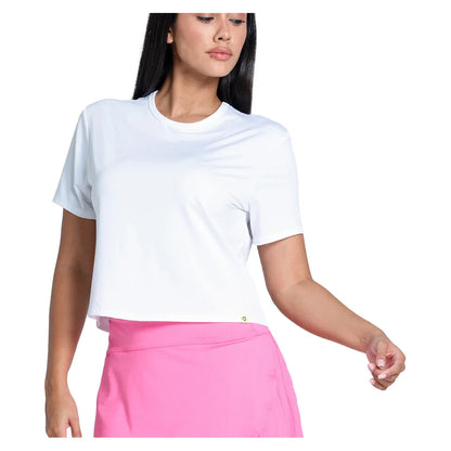 Women's LUV Power Box Tennis Top White Apparel Lucky In Love