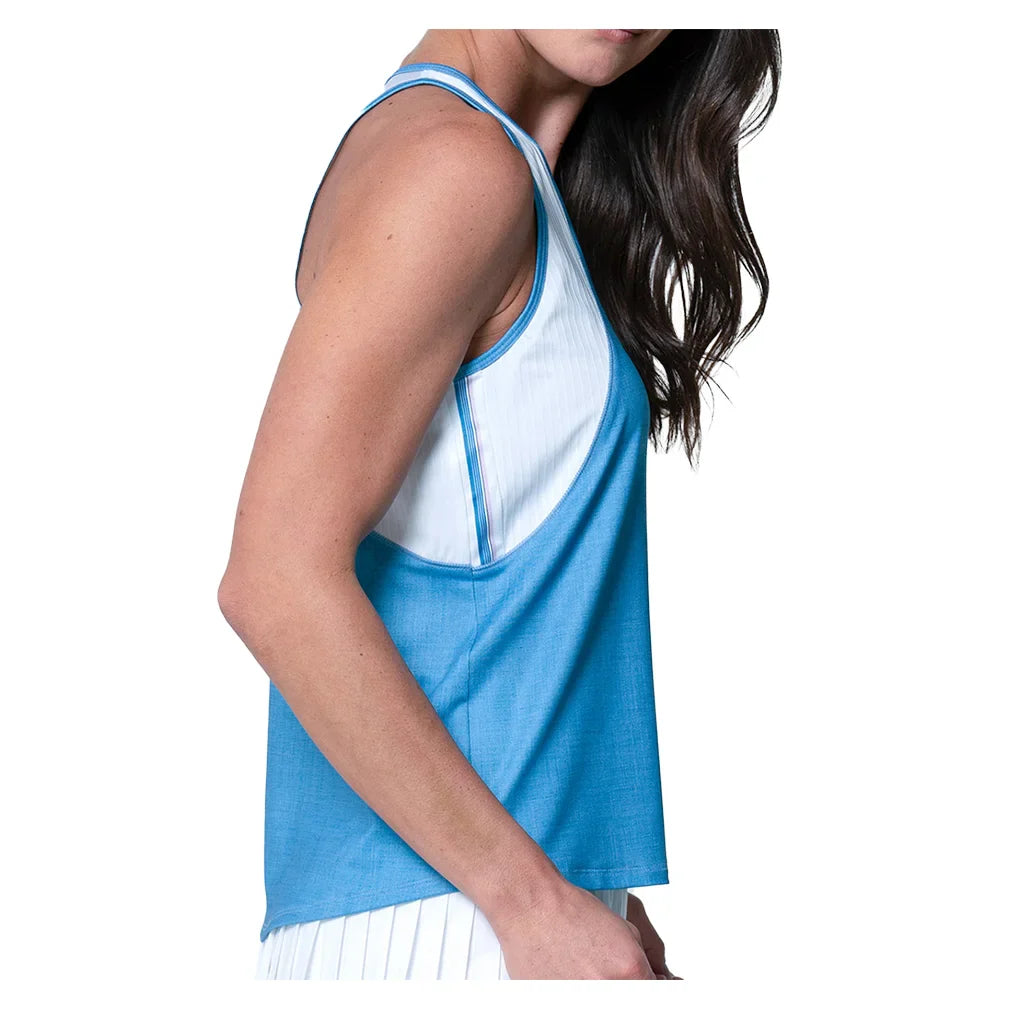 Women`s Linen Play Tennis Tank Periwinkle Apparel Lucky In Love