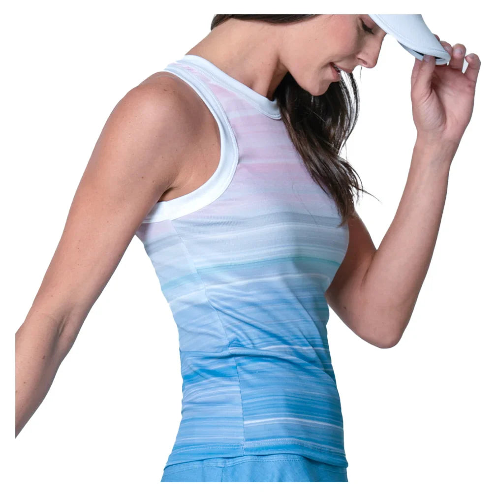 Women`s Linen Vision Tennis Tank Periwinkle Apparel Lucky In Love