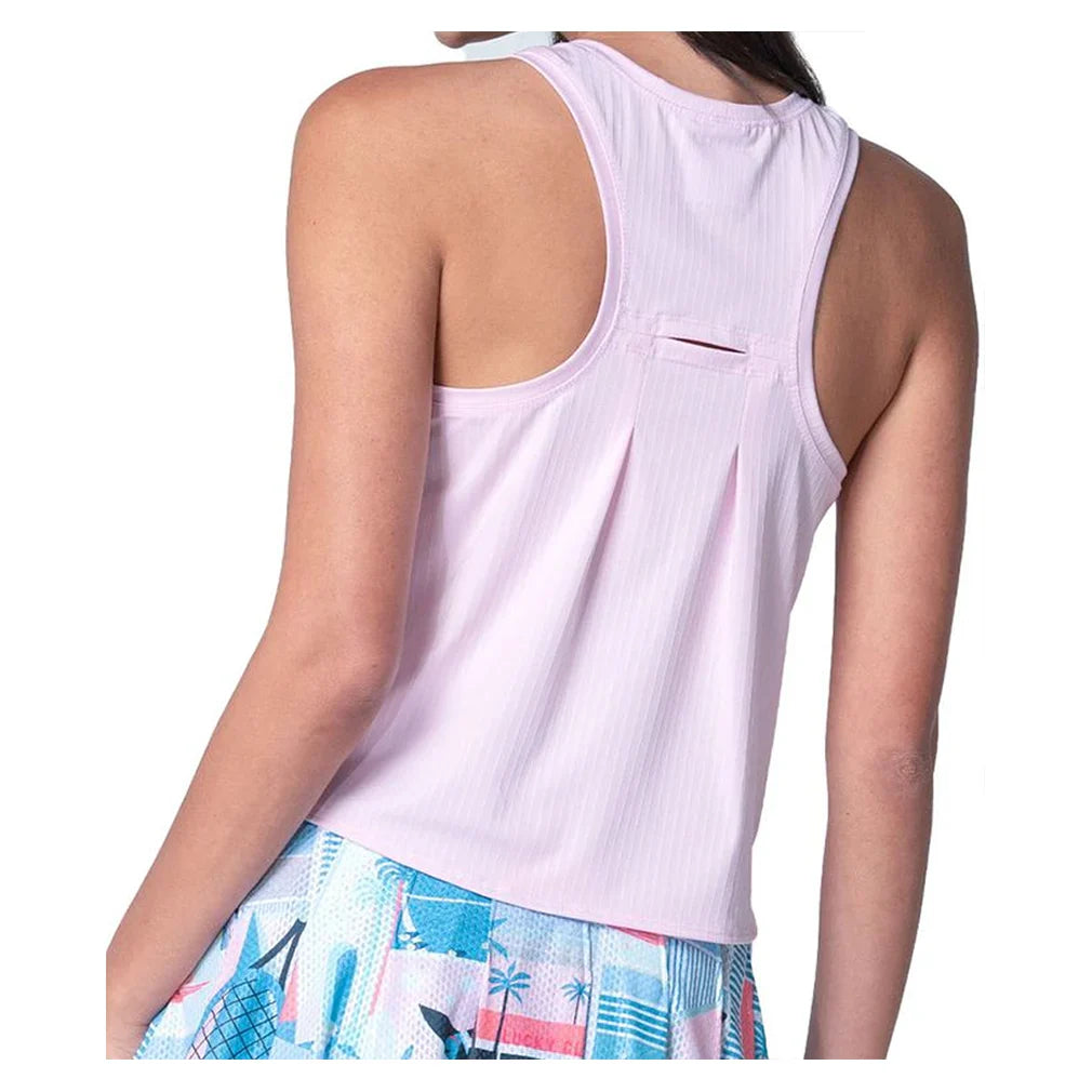 Women`s Goddess Hip Fit Tennis Tank Pink Sand Apparel Lucky In Love