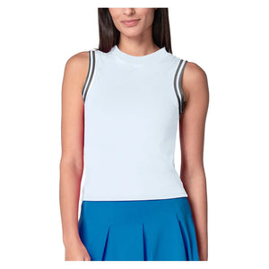 Women`s Action Stripe Muscle Tennis Tank White Apparel Lucky In Love