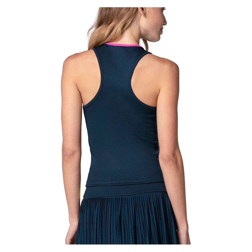 Women`s Racer Rib Tennis Tank Midnight Apparel Lucky In Love