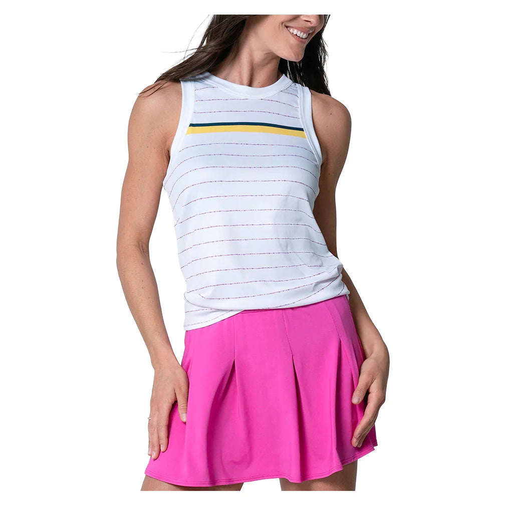 Women`s Love Set Tie Back Tennis Tank White Apparel Lucky In Love