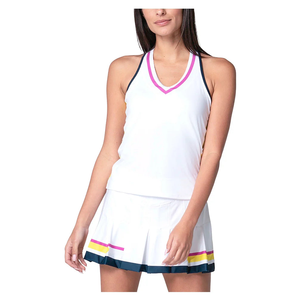 Women`s Love Bound Tennis Tank with Bra White Apparel Lucky In Love