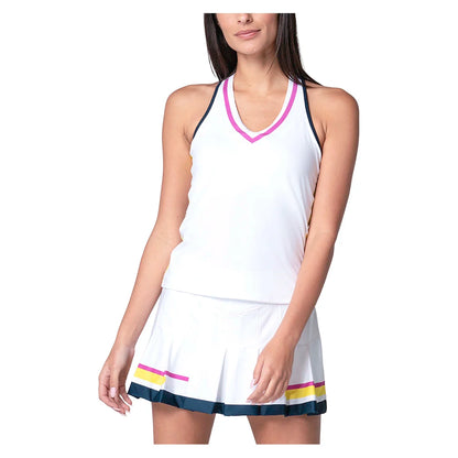 Women`s Love Bound Tennis Tank with Bra White Apparel Lucky In Love