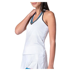 Women`s Stripe Hype Tennis Tank with Bra White Apparel Lucky In Love