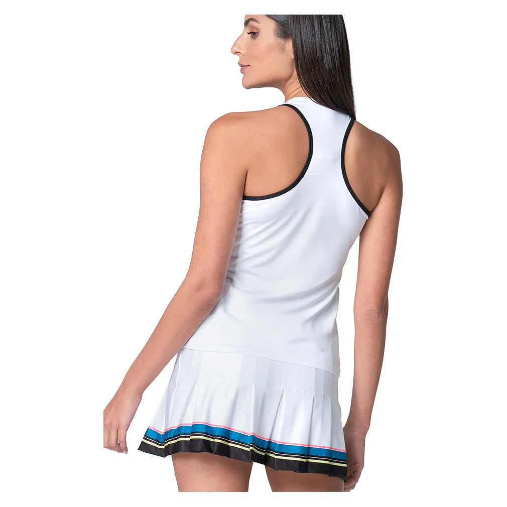 Women`s Stripe Hype Tennis Tank with Bra White Apparel Lucky In Love
