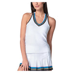 Women`s Stripe Hype Tennis Tank with Bra White Apparel Lucky In Love