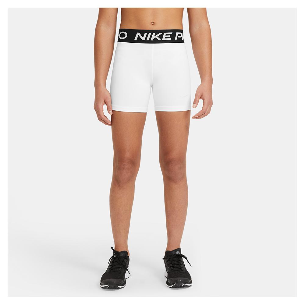 Girls' Pro Training Shorts White and Pure Platinum Apparel Nike