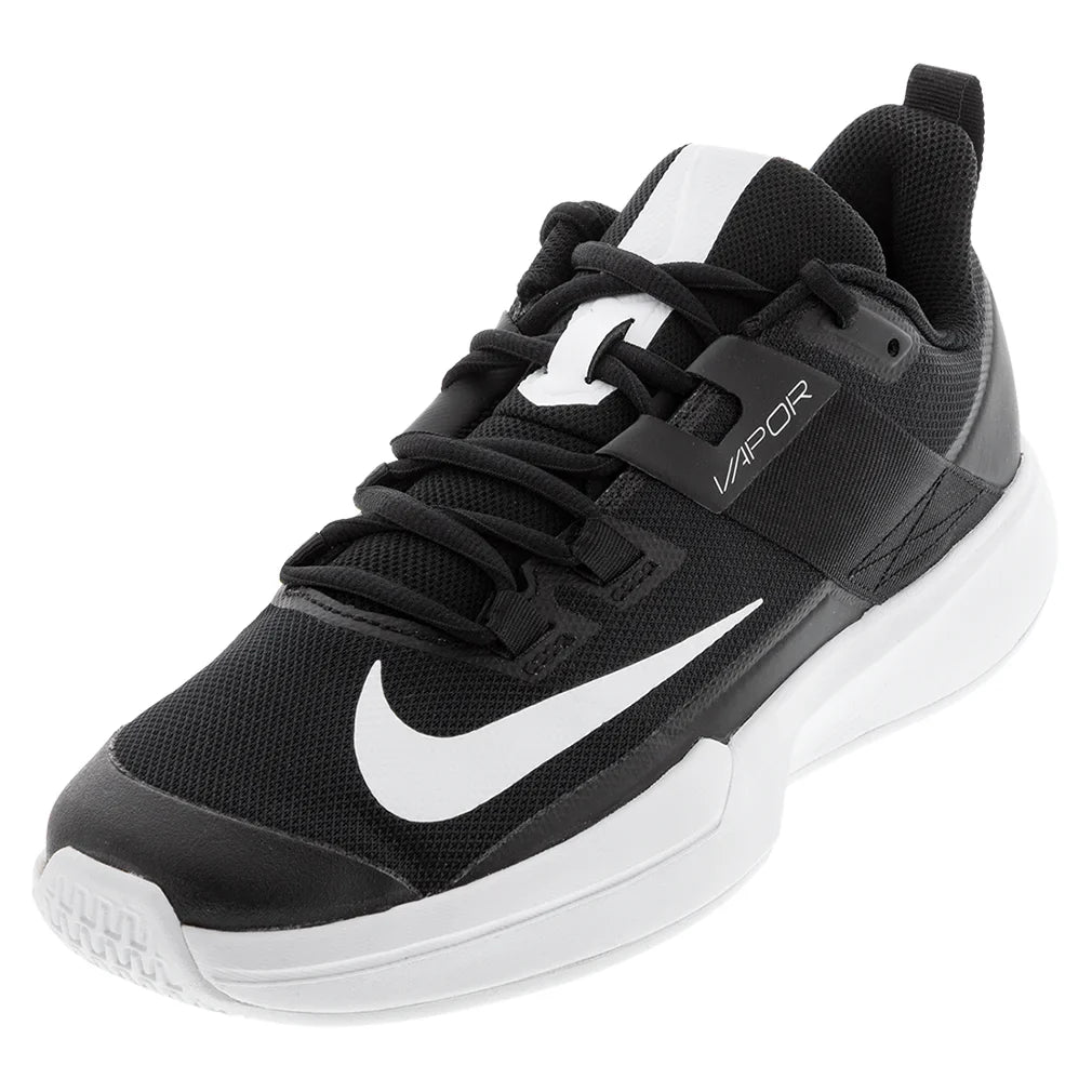 Men`s Court Vapor Lite Tennis Shoes Black and White Footwear Nike