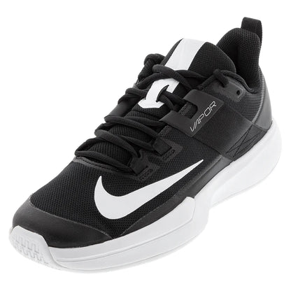 Men`s Court Vapor Lite Tennis Shoes Black and White Footwear Nike