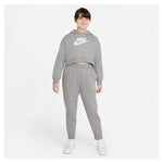 Girls' Sportswear Club French Terry Cropped Hoodie Carbon Heather and White Apparel Nike