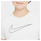 Girls' Dri-FIT One Short-Sleeve Training Top White and Black Apparel Nike