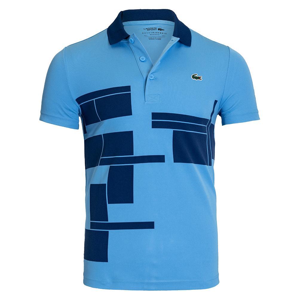 Men's Novak Djokovic Graphic Tennis Polo (Fan) Argentine Blue and Globe Apparel Lacoste