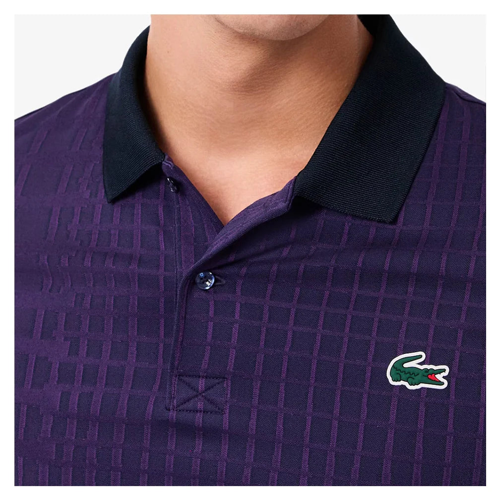 Men`s Danill Medvedev Tennis Polo Navy Blue and Cossak Purple Apparel Lacoste
