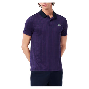 Men`s Danill Medvedev Tennis Polo Navy Blue and Cossak Purple Apparel Lacoste